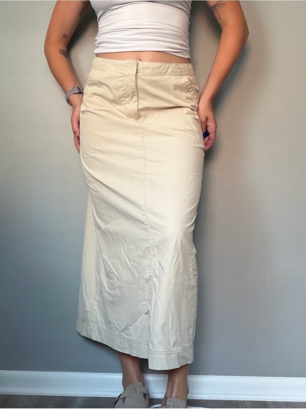 Vintage Old Navy Utility Khaki Maxi Skirt Size 10